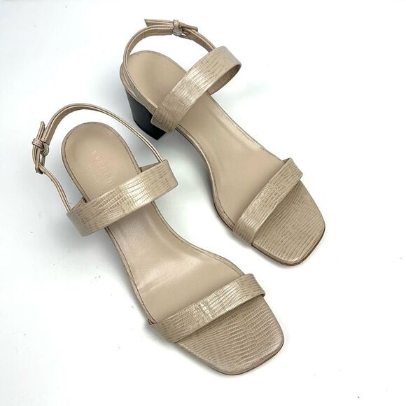 Everlane Italy Double Strap Sand Embossed Leather Sandal Block Heel  US 9,5 - Picture 6 of 15